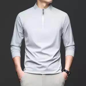 록쉬블몰 남친 봄 가을 라운드넥티 쿨링 긴팔 티셔츠 반집업 상의 트렌드 차이나 헴라인 HO3