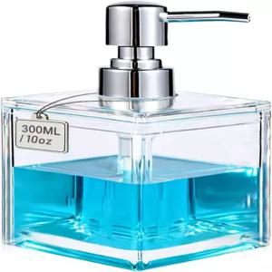 300ML 투명 아크릴 비누 디스펜서 욕실 주방용 사각 리필 리퀴드 핸드 쉽게 청소 가능
