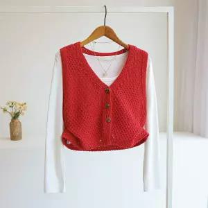 [잇수다] 트루베 컬러 브이넥 니트 조끼 가디건