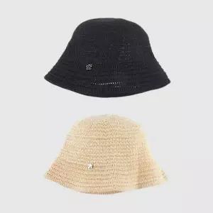 [데상트] 여성 메탈 로고 린넨 니트 버킷햇 모자 SQ222UCP41