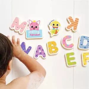 유아 물로붙이는 핑크퐁 영어 알파벳 스티커 목욕 장난감 어린이집 물놀이 유치원