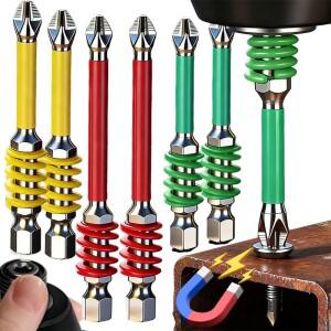 스프링 마그네틱 스크루드라이버 비트 미끄럼 방지 전동 드릴 강력 자석 스크루 드라이버 팁 육각 샹크 헤