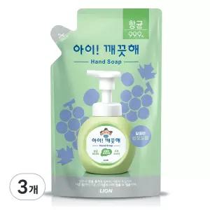 아이깨끗해 항균 폼 핸드솝 리필형 청포도, 200ml, 3개