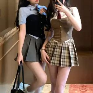 4버튼 튜브탑 반팔 여자 세라복 교복세트 학생복