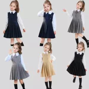 여자 긴팔셔츠 플리츠 원피스 교복세트(셔츠 타이 원