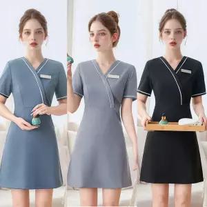 랩스타일 화이트 파이핑 A라인 유니폼 원피스 3컬러