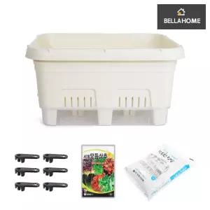 벨라홈 자동 급수식 텃밭 화분+배양토+상추씨 집에서상추키우기 베란다상추키우기 텃밭세트 베란다텃밭