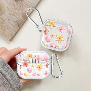 꽃무늬 케이스  호환 갤럭시 호환 버즈 4 프로 라이브 2 3 FE 투명 이어폰 커버 (후크 포함)