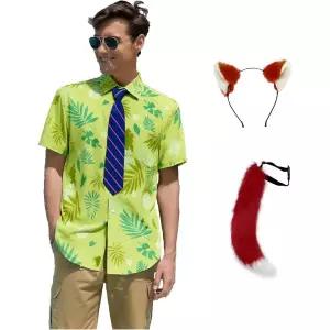 남성 코스튬 액세서리 세트 공연 구성 파티 아이템 닉 와일드 셔츠 넥타이 봉제 귀 꼬리 하와이안 프린트
