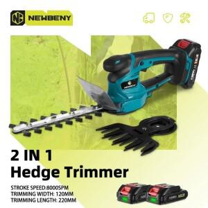 NEWBENY 2 IN 1 무선 전기 헤지 트리머 충전식 가정용 정원 잔디 관목 가위 도구 18V 배터리