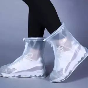 지퍼형 신발 방수커버 휴대용 레인슈즈 비닐장화 눈 비오는날 세차시 운동화보호 덧신 화이트