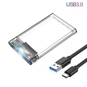 USB 3.1 타입 C HDD 인클로저 2.5인치 SATA SSD 외장 하드 드라이브 케이스 5Gbps 전송 속도 투명 하드디스