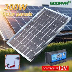 300W/600W 태양 전지 패널 12V 광 발전 은행 키트 100A 컨트롤러 플레이트 홈/캠핑/RV/자동차 고속 배터리
