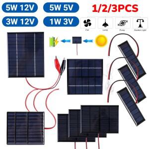 5W 12V 1W 3V 태양광 패널 미니 소형 폴리실리콘 전지 케이블 포함 모듈 램프 팬 펌프 DIY 배터리 충전기
