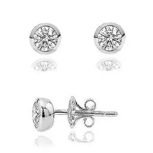 1부 랩 그로운 다이아몬드 다이아 귀걸이 웨딩 베젤