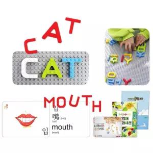 국내산 학습보드 칼라 글자블록 영어300 카드세트 학습교구 단어 컬러블럭