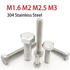 50/100Pcs M1.6 M2 M2.5 M3 304 A2-70 스테인레스 스틸 외부 육각형 머리 캡 나사 볼트 DIN933 L = 3-20mm