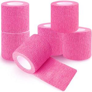 QUMY 자가 신발 거즈 6팩 응집 수의사 반려견 통기성 반려동물용 응급처치 붕대 테이프 접착 2인치 탄력 반려견 발목용 부직포 스포츠용 5야드 고양이용