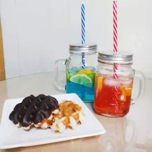 유리 머그컵 450ml 홈카페 유리컵 아이스 음료컵 세트 빨대컵