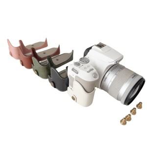 캐논 EOS 200D DSLR 카메라용 PU 가죽 케이스 가방 하프 바디 버팔로 패턴 베이스 보호 개폐식 하단 커버