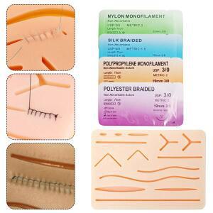 의대생 3/0 의료용 수술 봉합사 및 실리콘 실습 매트, 나일론 실크, 무상처 교육