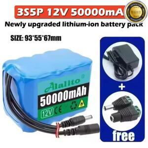 12V 50Ah 18650 리튬 배터리 팩 낚시 자전거 대용량 대 한 BMS 12.6v 충전기와 3S5P 충전식
