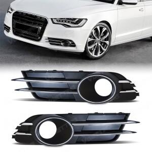 [호환] 아우디 A6 C7 2011 프론트 범퍼 크롬 안개등 그릴용 블랙 커버 4GD807681B