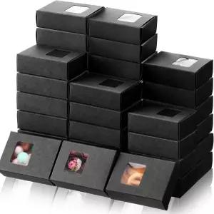 아웃투스 100개 비누 포장 상자 윈도우 미니 크래프트 종이 용기 쿠키 캔디용 수제 공예품 만들기 선물