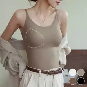 여성 심리스 캡나시 노와이어 햄라인 브라탑 나시 티셔츠 M L XL 색상