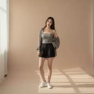 스퀘어넥 노와이어 브라탑 나시 캡내장 여성 런닝 캐미솔 브라렛