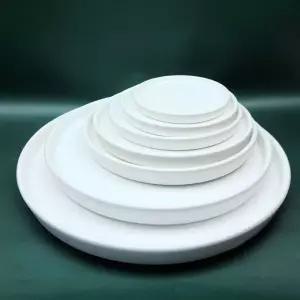 심플 세라믹 원형 받침 화분 받침대 30cm 화이트톤 인테리어 소품