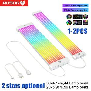 COOLMOON-AOSOR ARGB LED 라이트 스트립 24 핀 마더 보드 전원 연장 케이블 아우라 동기화 플렉시블 DIY 키