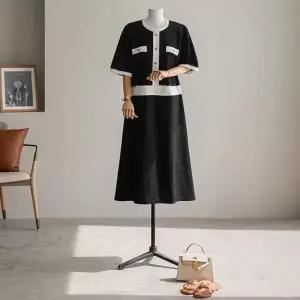 (안나앤플러스) 르사 트위드 배색 원피스[드레스EFS56] 빅사이즈