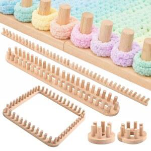 노바브라이트 64인치 청키 실 담요 직조 키트 조절 가능한 나무 프레임, 두꺼운 실을 위한 바늘 손 뜨개질 금지 프로젝트 DIY 초보자용 공예품 선물