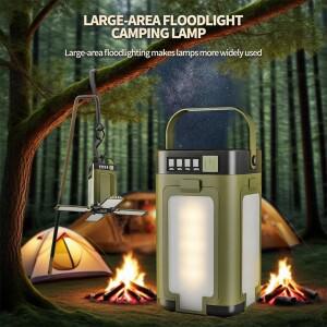 휴대용 2000mah 야외 태양광 조명 접이식 보조배터리 램프 스마트 디스플레이 걸이형 텐트 낚시 캠핑