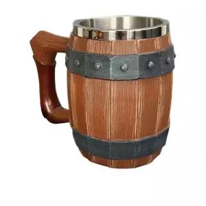 독일 맥주잔 옥토버페스트 600ml 원목 빈티지 중세 컵 프레첼 오크통
