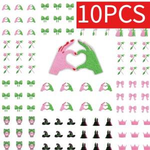 도매 10개 마법사와 마녀 자수 패치 열접착 핑크 그린 마법봉 옷에 붙이는 스티커 DIY