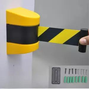 주차차단 10m 안전 벨트 바리케이트 플라스틱 노란색 검정색 벽걸이 자동 길이조절