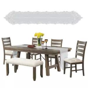 멜로망스 레이스 테이블 식탁 러너 커버 매트 220cm 책상 패드 깔개