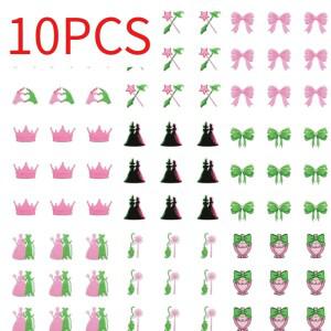 도매 10개입 마녀 자수 패치 옷 장식용 의류용 아이언온 그린 크라운 배지 바느질용