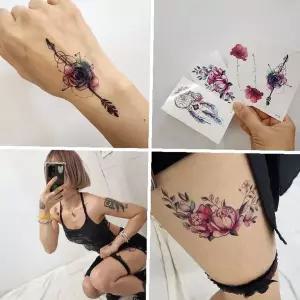 컬러풀 레터링 타투 스티커 쇄골 골반 손등 발목 헤나 문신 임시 바디 데코 스티커