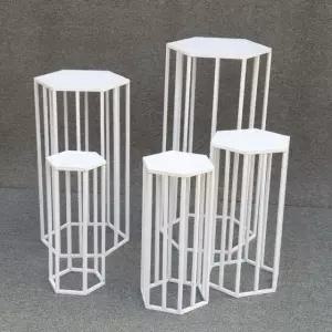 육각형 스툴 촬영소품 전시용 철제박스 다이컷 디스플레이 오브제 대리석