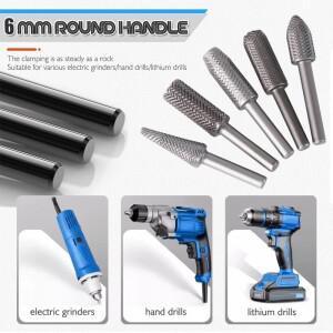 5종 로터리 래스프 파일 세트, 스틸 라우터 그라인딩 버, 6mm 샹크 도구, 더블 커터 초강력