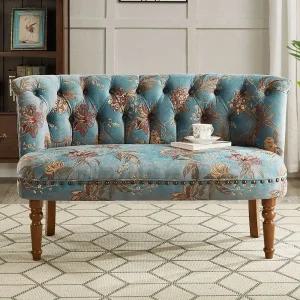 원목 엔틱 소파 인테리어 자수 패브릭 빈티지