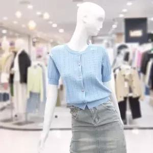 [ab.f.z]abfz sh06 트위드 패턴 반팔 가디건 니트 SLBHA2Y32D (47726166)