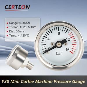 커피머신 압력계 16바 미니 아날로그 스테인리스 M10 나사 G18 연결 Bar PSI 단위 고온 대응 완전 밀봉 김