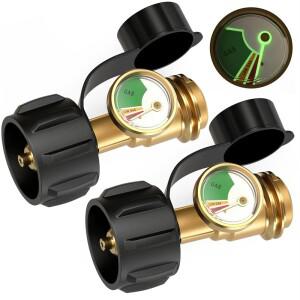 범용 프로판 탱크 게이지 레벨 표시기 (5-40LB LP 탱크용) 컬러 코드 가스 미터 (바베큐, RV 히터 누출 감