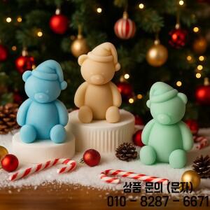 곰돌이 산타 모자 실리콘 몰드 DIY 크리스마스 향초 석고 에폭시 장식