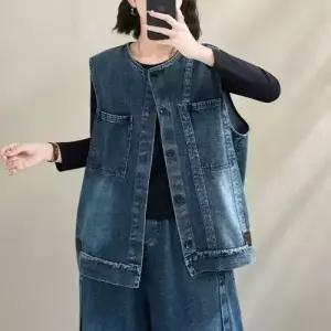 데님 캐주얼 빈티지 여사친 민소매 나시 추천각 후드 조끼 OOTD1