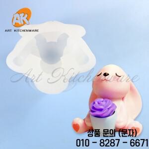 꽃다발 토끼 실리콘 금형 아로마 석고 비누 양초 수제 홈 장식 푸딩 초콜릿 케이크